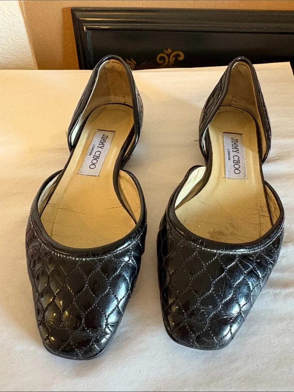 Jimmy Choo Black Textured Flats dust bag included